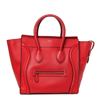 Celine Drummed Calfskin Mini Luggage Coquelicot 1 of 13