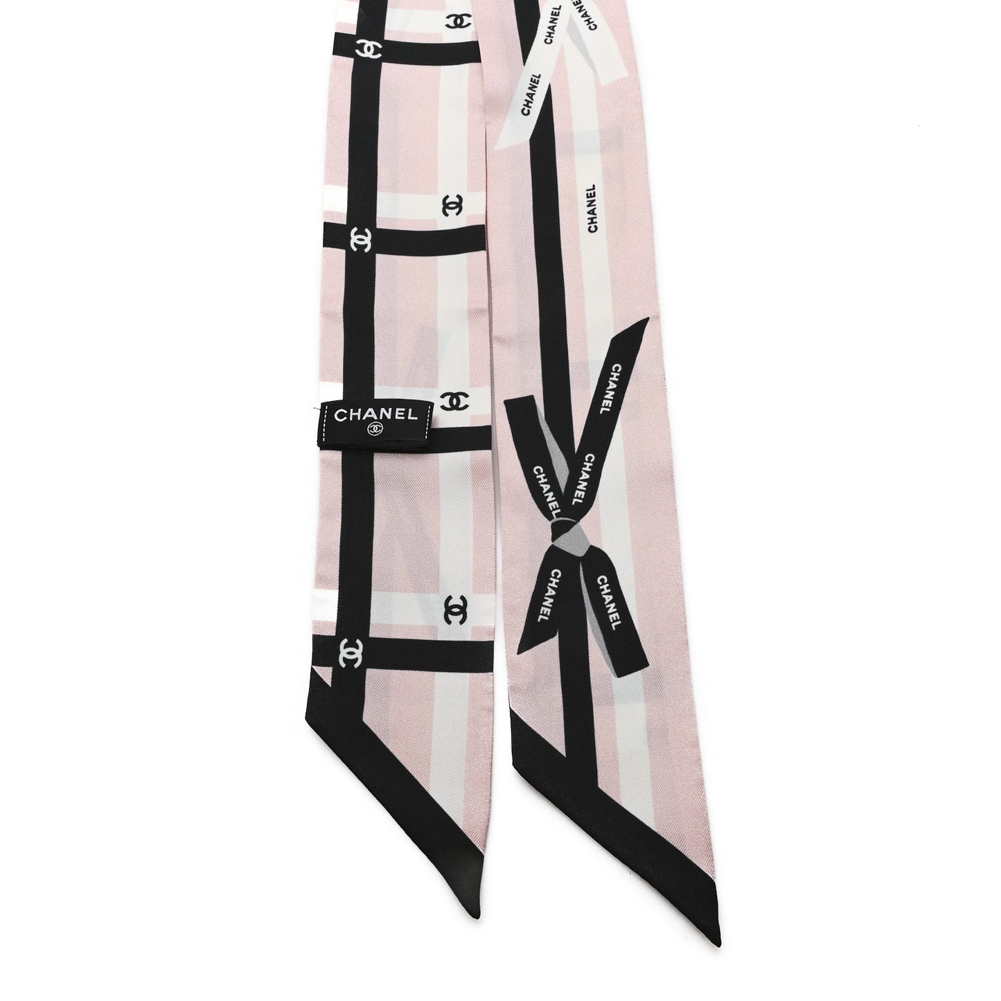 Silk Twill Slim Bow Bandeau Scarf Pink
