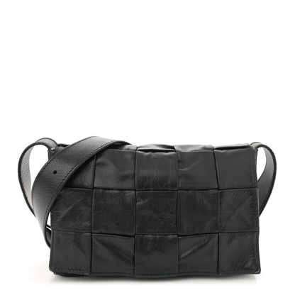 Bottega Veneta Paper Calfskin Maxi Intreccio Small Cassette Crossbody Bag Black 1 of 13