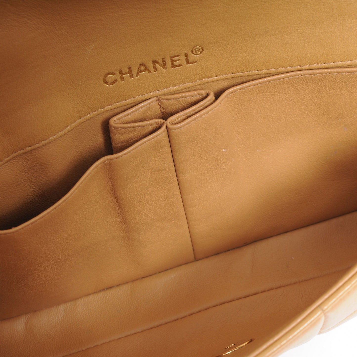Lambskin East West Chocolate Bar Flap Beige