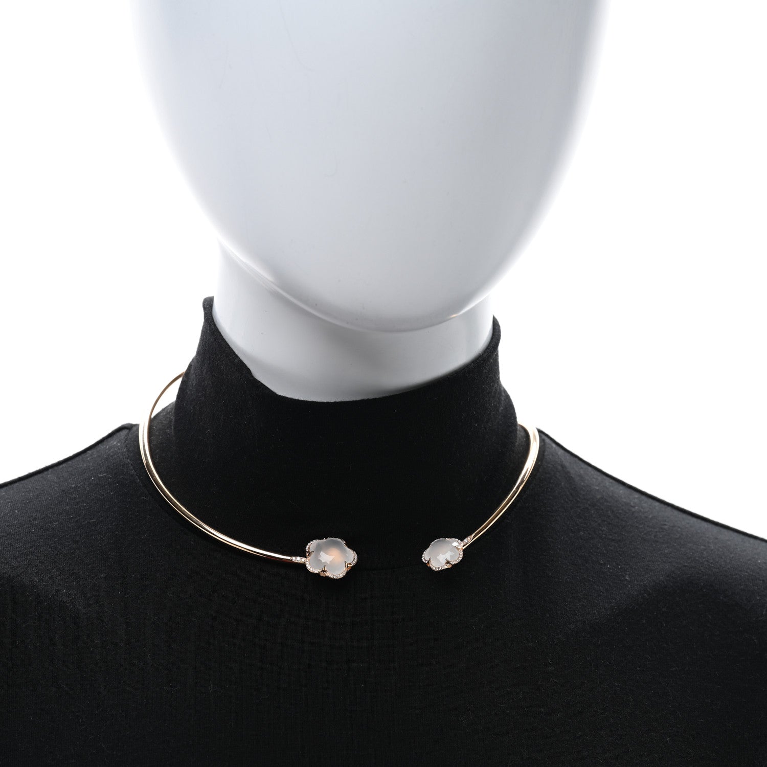 Pasquale Bruni 18K Rose Gold Diamond Pink Quartz Collar Necklace 3 of 5