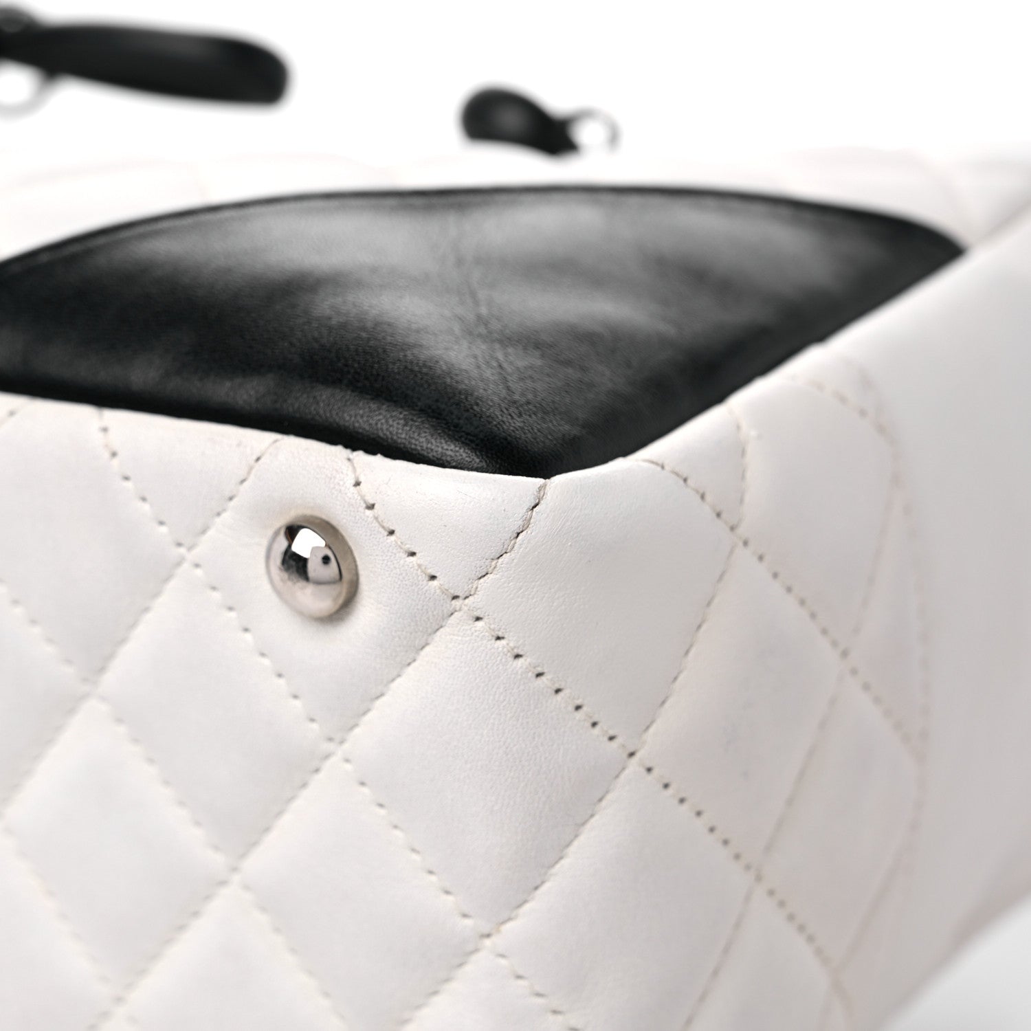 Chanel Calfskin Quilted Large Cambon Bowler White Black 9 of 18