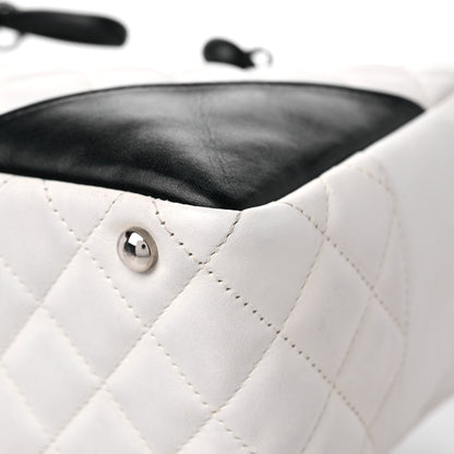 Chanel Calfskin Quilted Large Cambon Bowler White Black 9 of 18