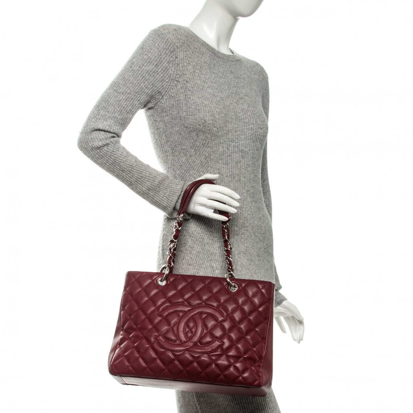 Caviar Quilted Grand Shopping Tote GST Red