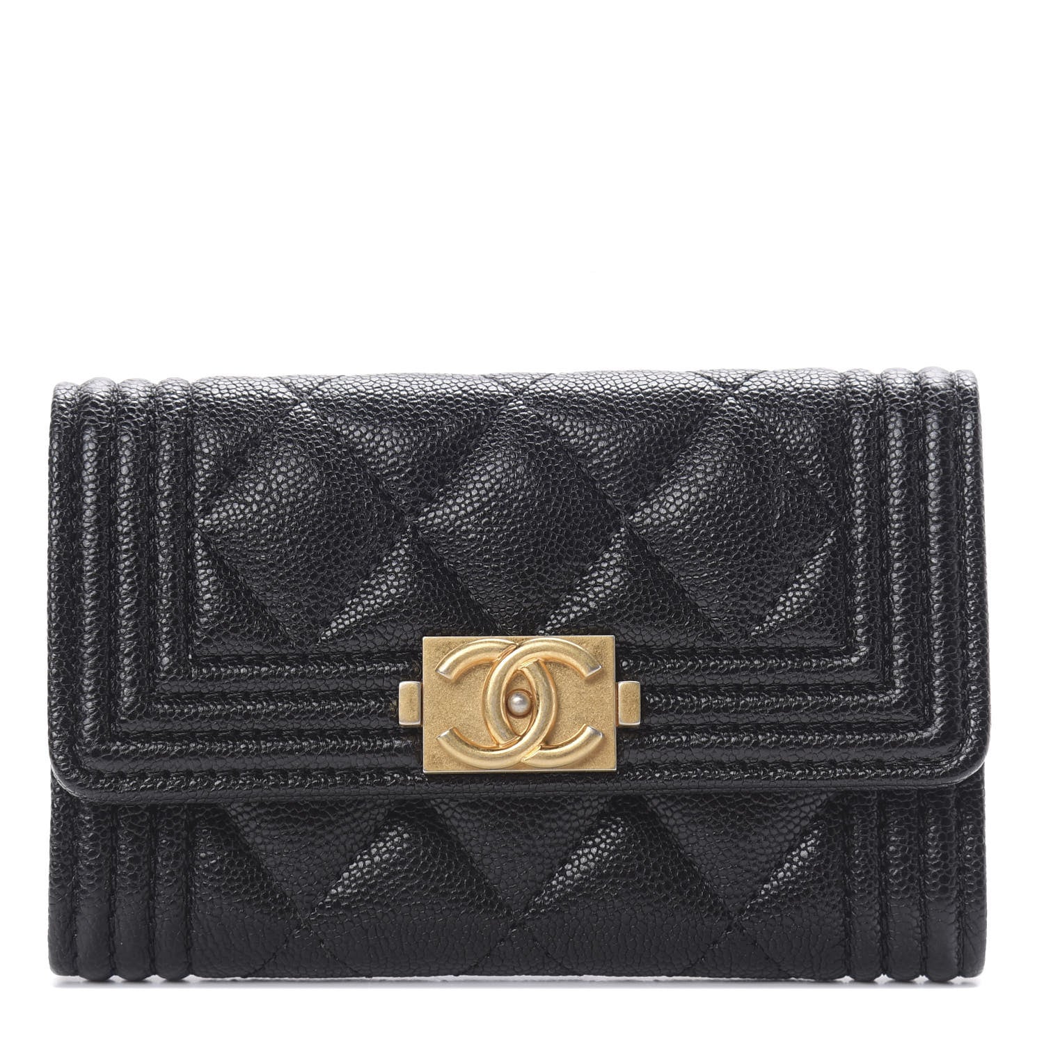 Chanel Caviar Quilted Boy Flap Card Holder Black 1 of 9