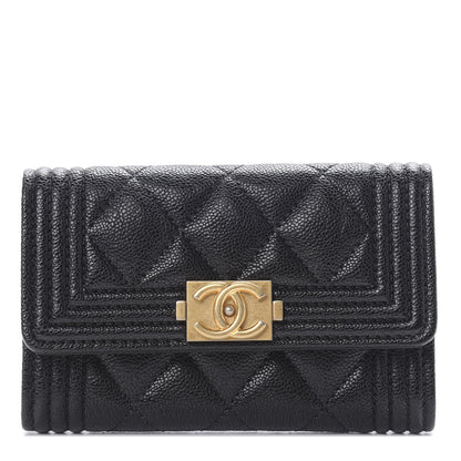 Chanel Caviar Quilted Boy Flap Card Holder Black 1 of 9