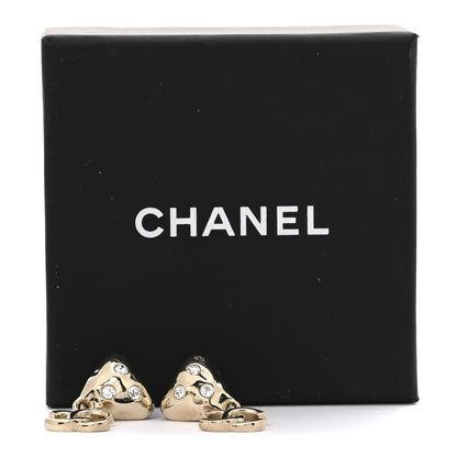Chanel Crystal CC Drop Earrings Gold 5 of 5