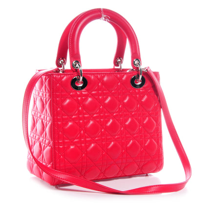 Christian Dior Lambskin Cannage Medium Lady Dior Hot Pink 3 of 7