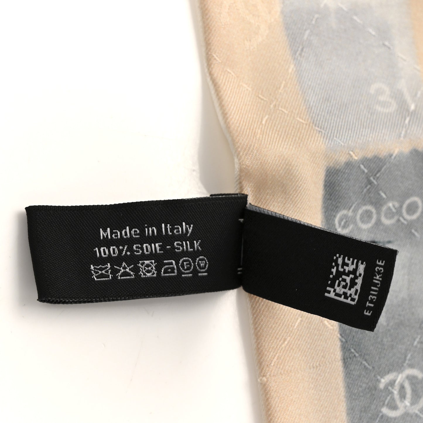 Silk Stamps Slim Bandeau Scarf Ivory Light Pink Multicolor