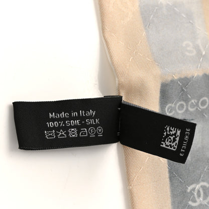 Chanel Silk Stamps Slim Bandeau Scarf Ivory Light Pink Multicolor 3 of 3