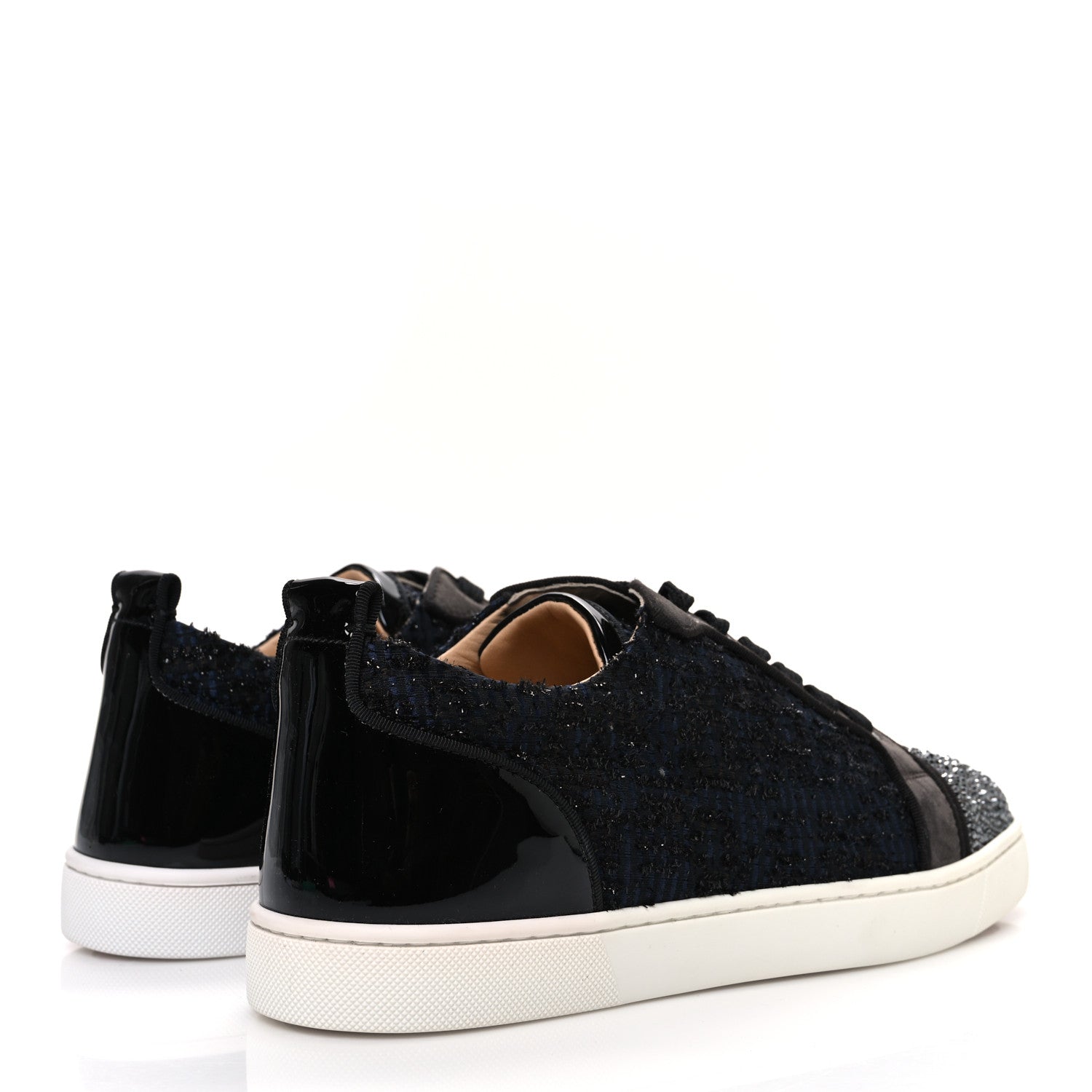 Christian Louboutin Calfskin Veau Velours Strass Mens Louis Junior Flat Sneakers 41.5 Version Reglisse 5 of 11