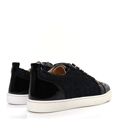 Christian Louboutin Calfskin Veau Velours Strass Mens Louis Junior Flat Sneakers 41.5 Version Reglisse 5 of 11
