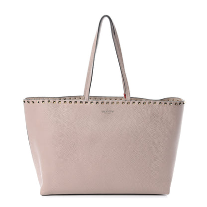 Valentino Garavani Grained Calfskin Rockstud Shoulder Tote Poudre 1 of 8