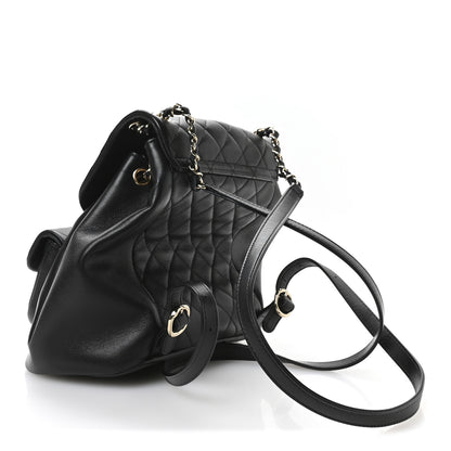 Chanel Lambskin Quilted Large Duma Drawstring Backpack Black 3 of 10