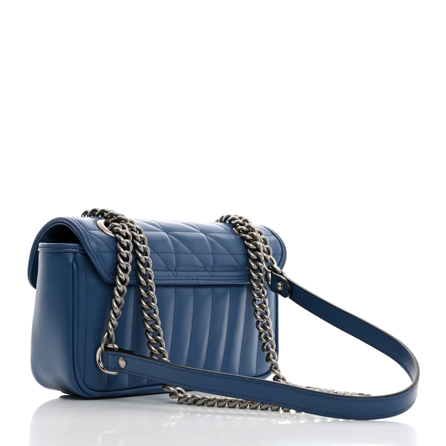 Gucci Calfskin Matelasse Aria Mini GG Marmont Shoulder Bag Clear Blue 2 of 11