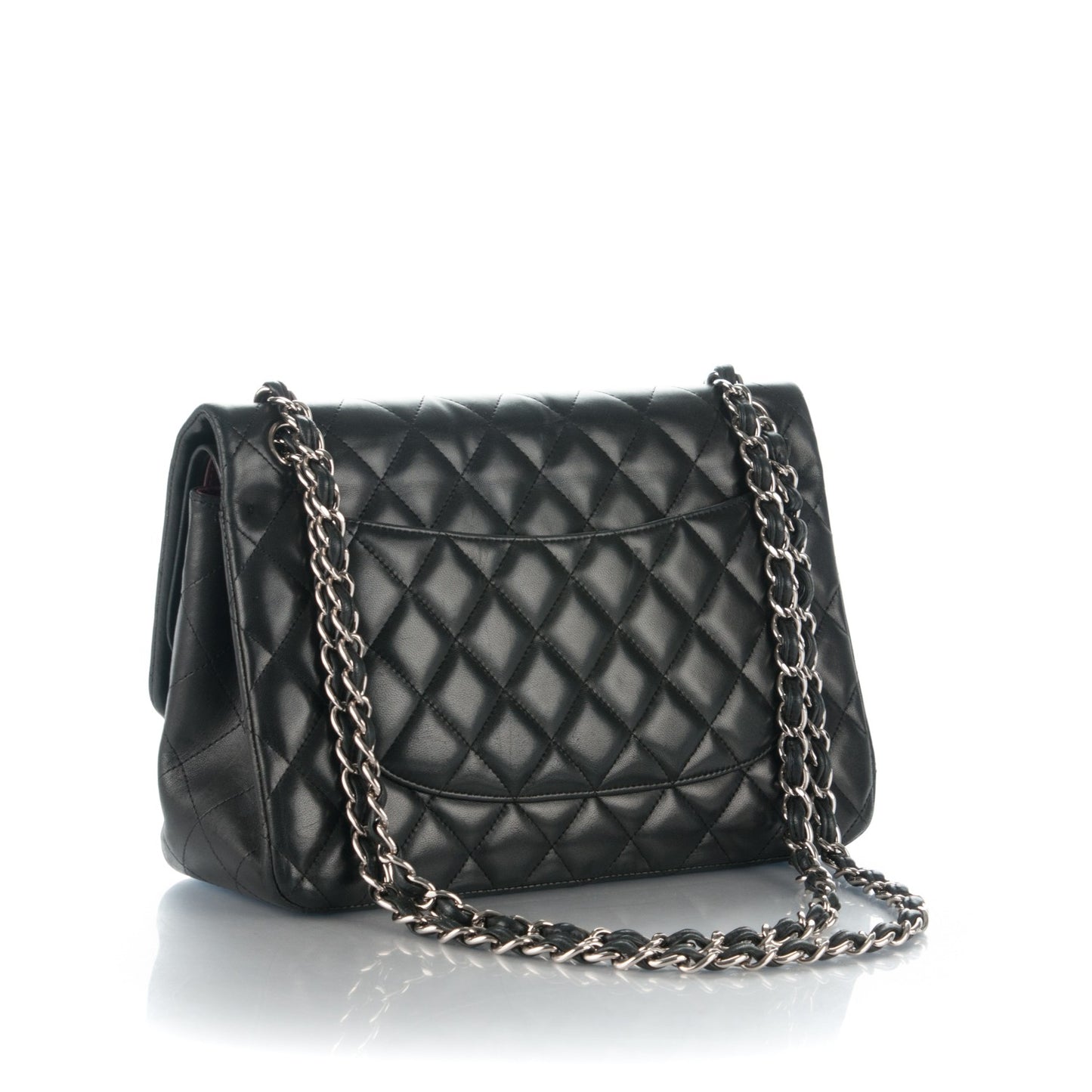 Lambskin Quilted Jumbo Double Flap Black