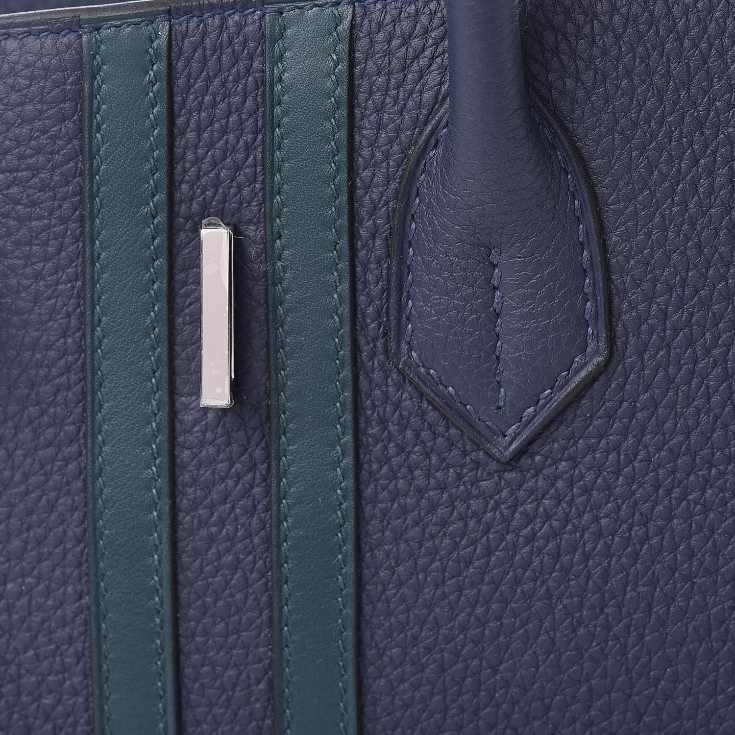 Hermes Togo Swift Officier Birkin 30 Bleu Nuit Vert Cypress 26 of 39