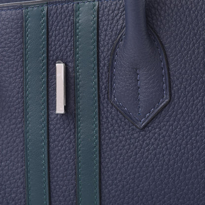 Hermes Togo Swift Officier Birkin 30 Bleu Nuit Vert Cypress 26 of 39