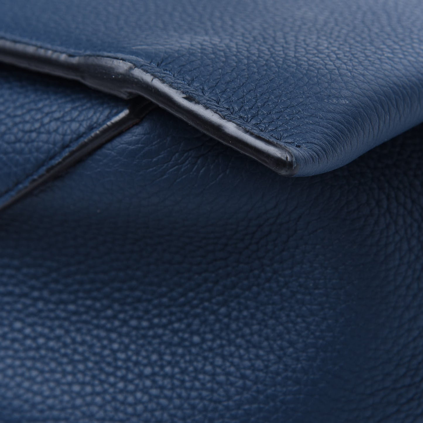 Baby Grained Calfskin Medium Tri-Fold Bag Steel Blue