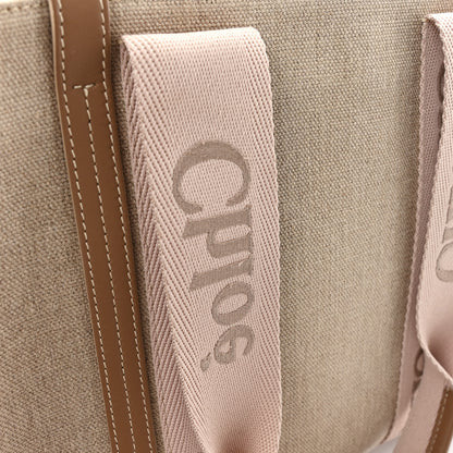 Chloe Linen Calfskin Medium Woody Ribbon Tote Blushy Beige 10 of 12