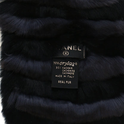Chanel Orylag Rabbit Fur CC Scarf Black Grey 3 of 3