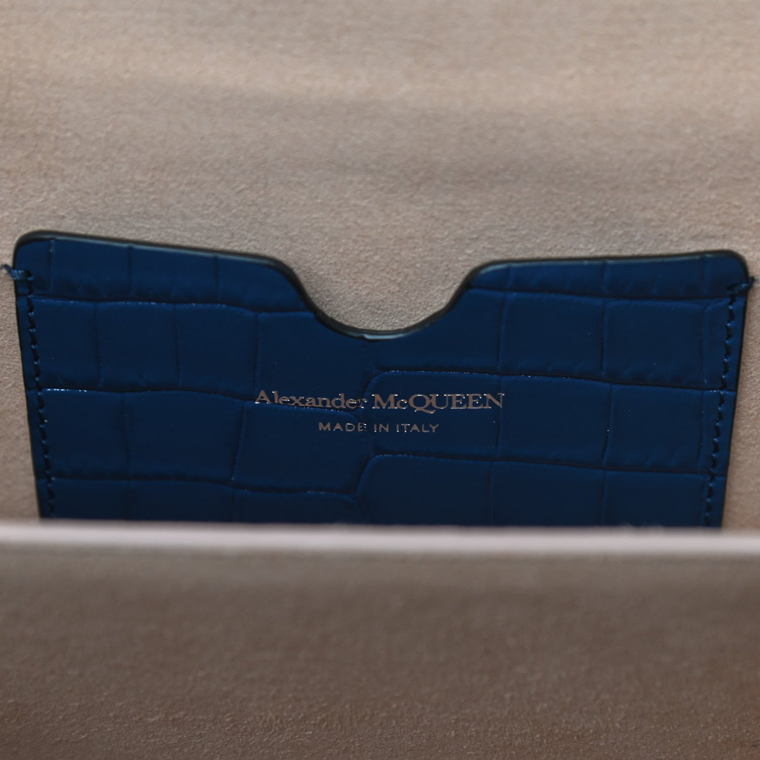 Alexander McQueen Calfskin Crocodile Embossed Box Shoulder Bag 21 Blue 6 of 12
