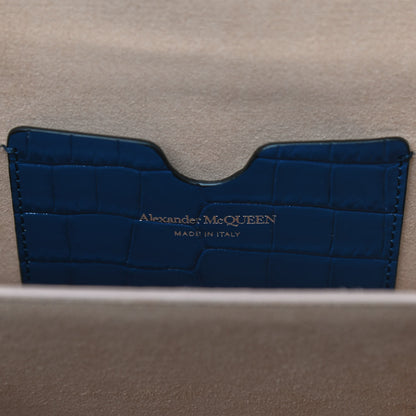 Alexander McQueen Calfskin Crocodile Embossed Box Shoulder Bag 21 Blue 6 of 12