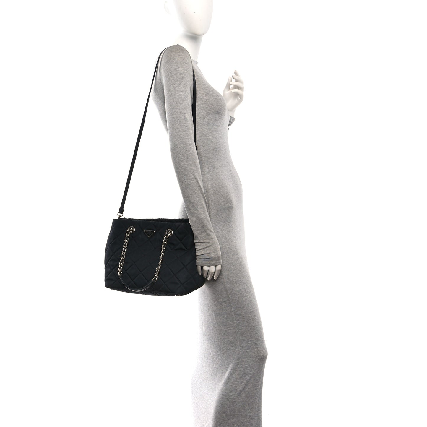 Nylon Tessuto Impuntu Quilted Tote Black