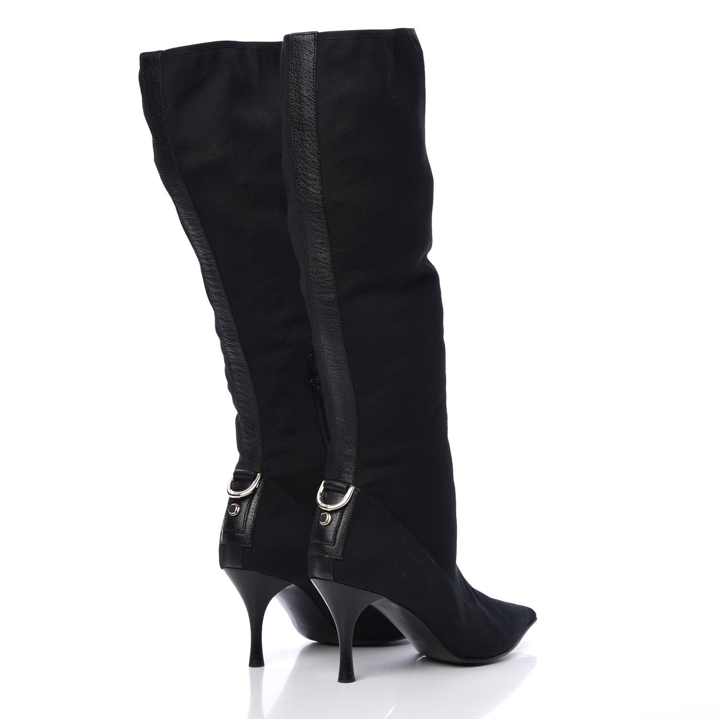 Canvas D Ring Tall Boots 38 Black