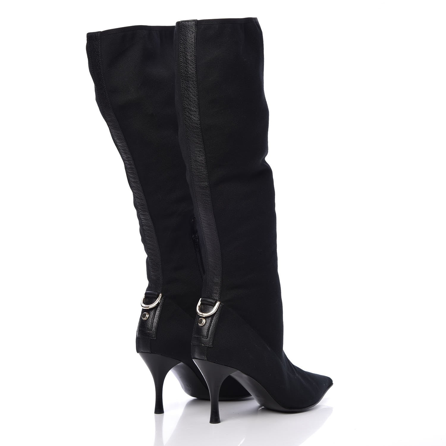 Gucci Canvas D Ring Tall Boots 38 Black 4 of 9
