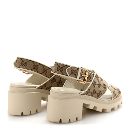 Gucci Monogram Granada Kid Trip 40/72mm Lug Sole Sandals 40 Beige Ebony Mystic White 5 of 9