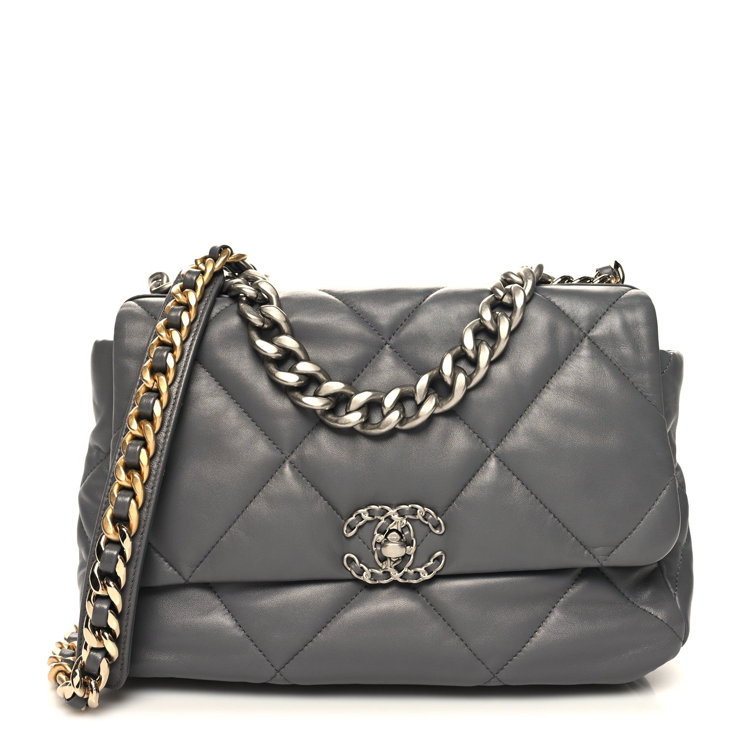Chanel Lambskin Quilted Large Chanel 19 Flap Dark Grey 1 of 10