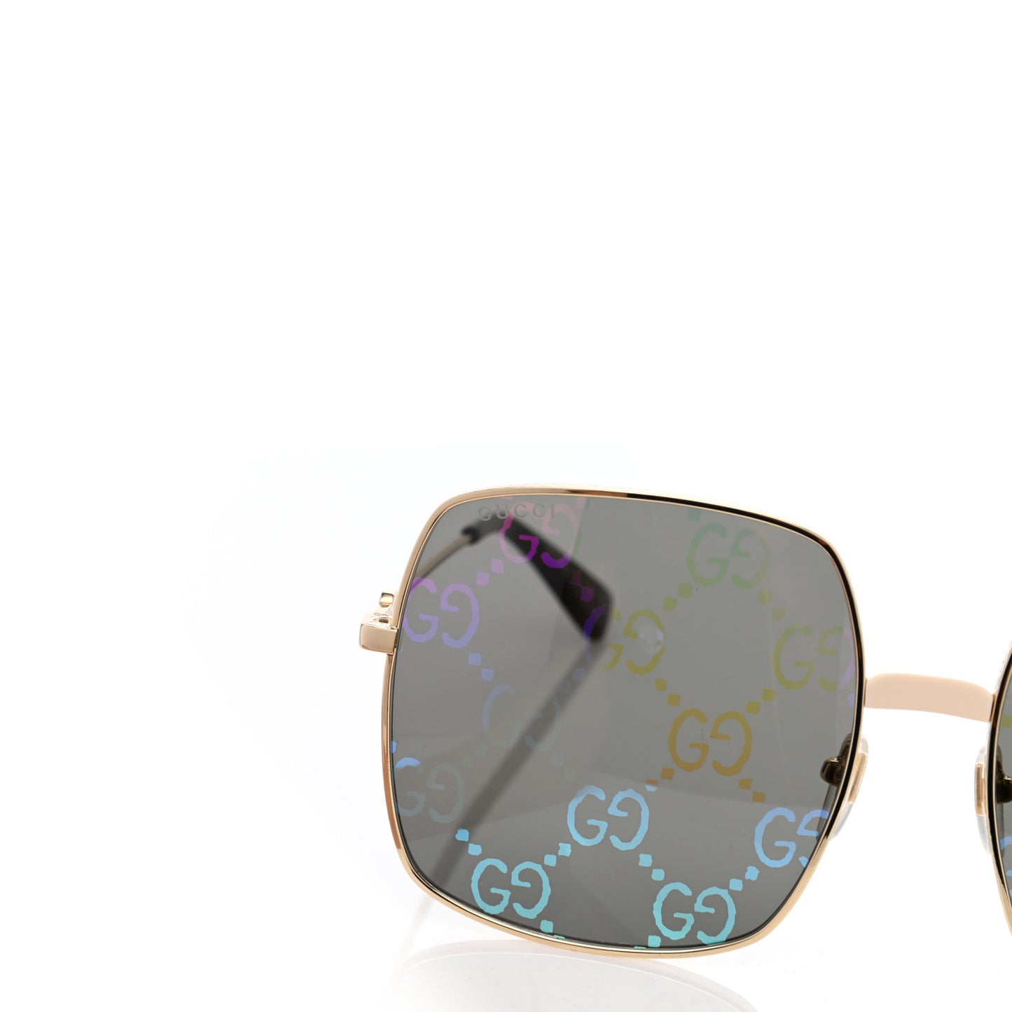 Metal Rectangular Frame Sunglasses GG0414S Gold Multicolor