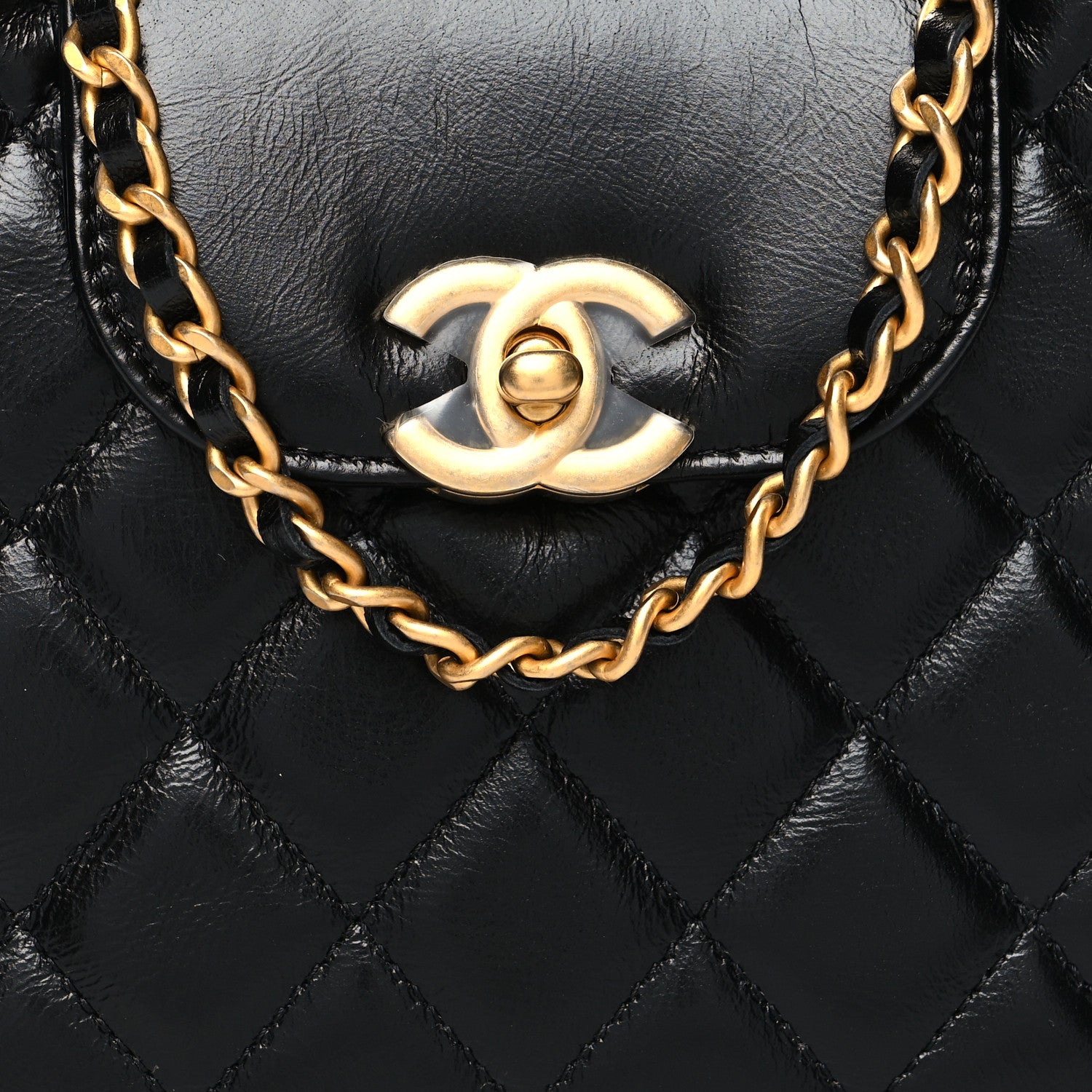 Chanel Shiny Aged Calfskin Quilted Nano Kelly Shopper Black 8 of 10