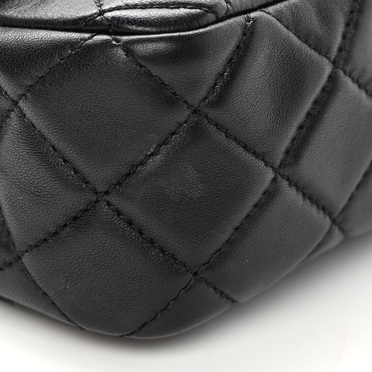 Lambskin Quilted Mini Rectangular Pearl Crush Flap Black