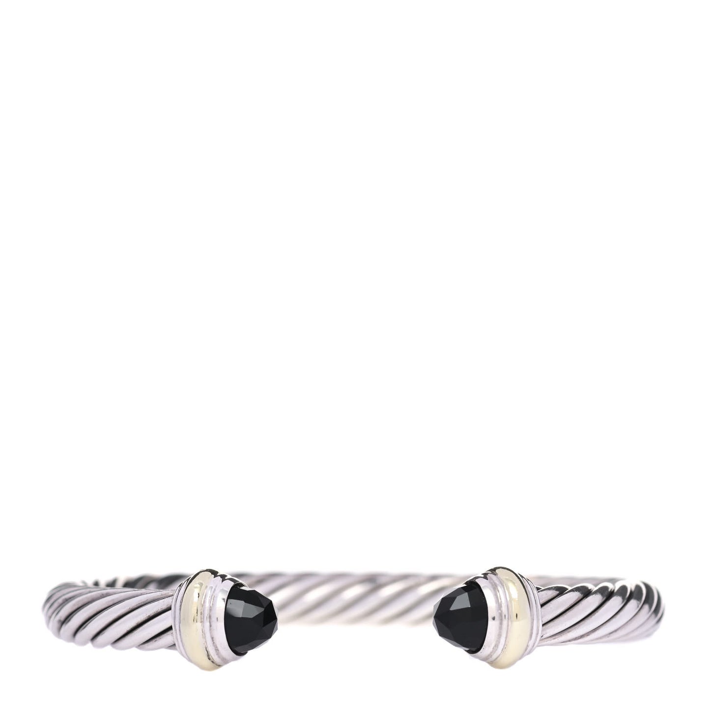 Sterling Silver 14K Yellow Gold Black Onyx 7mm Cable Classics Bracelet
