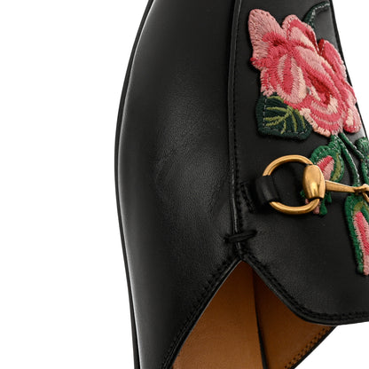 Gucci Calfskin Flower Embroidered Princetown Slippers 39 Black 10 of 10