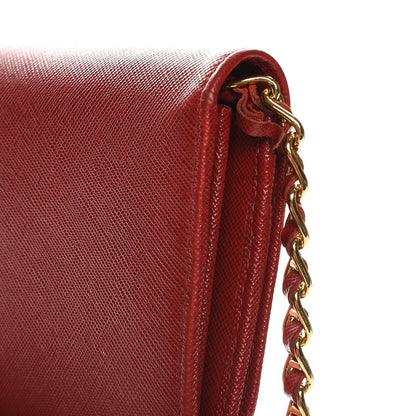 Prada Saffiano Metal Oro Chain Wallet Fuoco 12 of 15