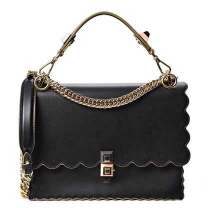 Fendi Vitello Liberty Scalloped Studded Kan I Shoulder Bag Black 1 of 10