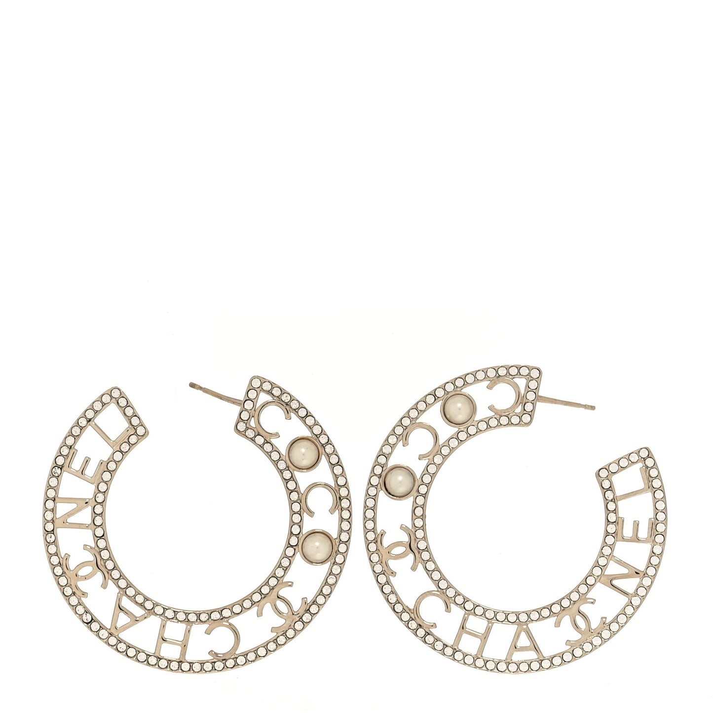 Crystal Pearl Bow-tiful CC Hoop Earrings Gold