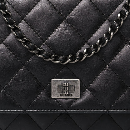 Chanel Metallic Aged Calfskin Quilted Reissue Wallet On Chain WOC Black 7 of 9