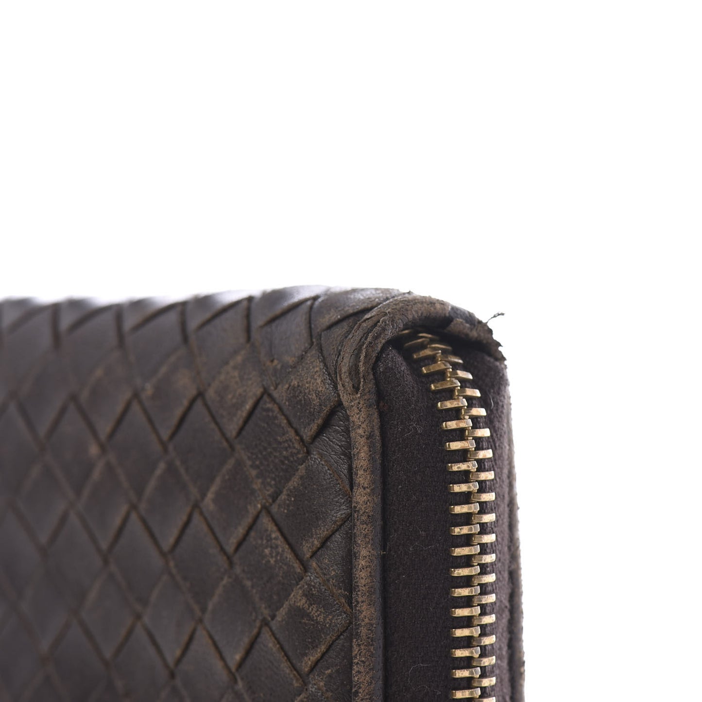 Nappa Intrecciato Zip Around Wallet Ebano