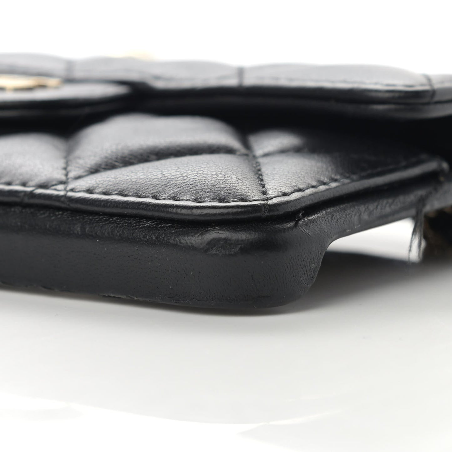 Lambskin Quilted iPhone XII Pro Case With Chain Black