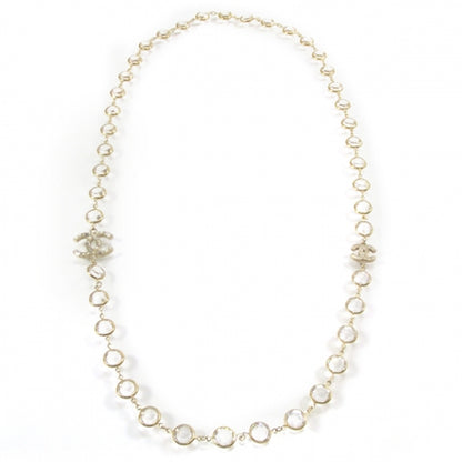 Chanel Crystal Pearl CC Strand Necklace Gold 1 of 6