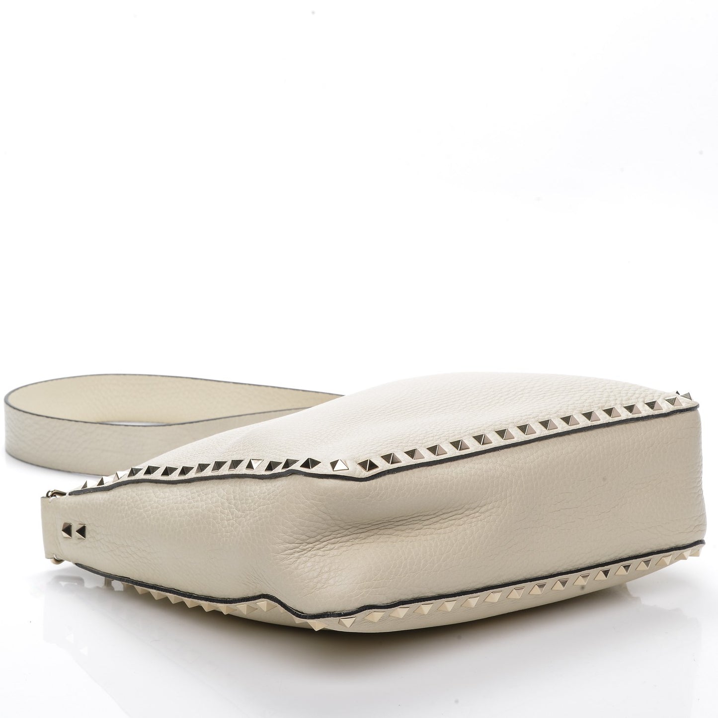 Pebbled Calfskin Small Rockstud Flip-Lock Messenger Bag Light Ivory