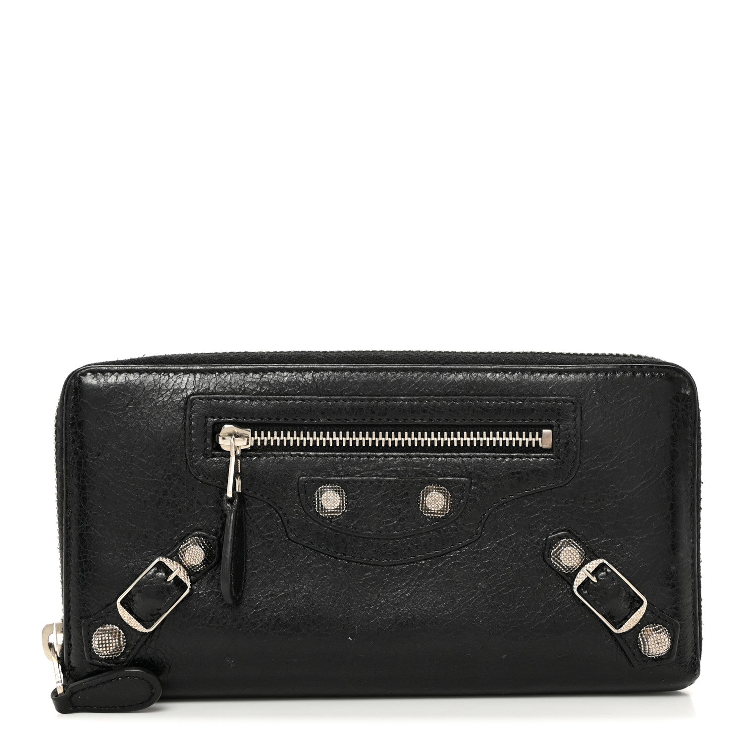 Balenciaga Agneau Giant 12 Silver Hardware Continental Zip Around Wallet Black 1 of 8