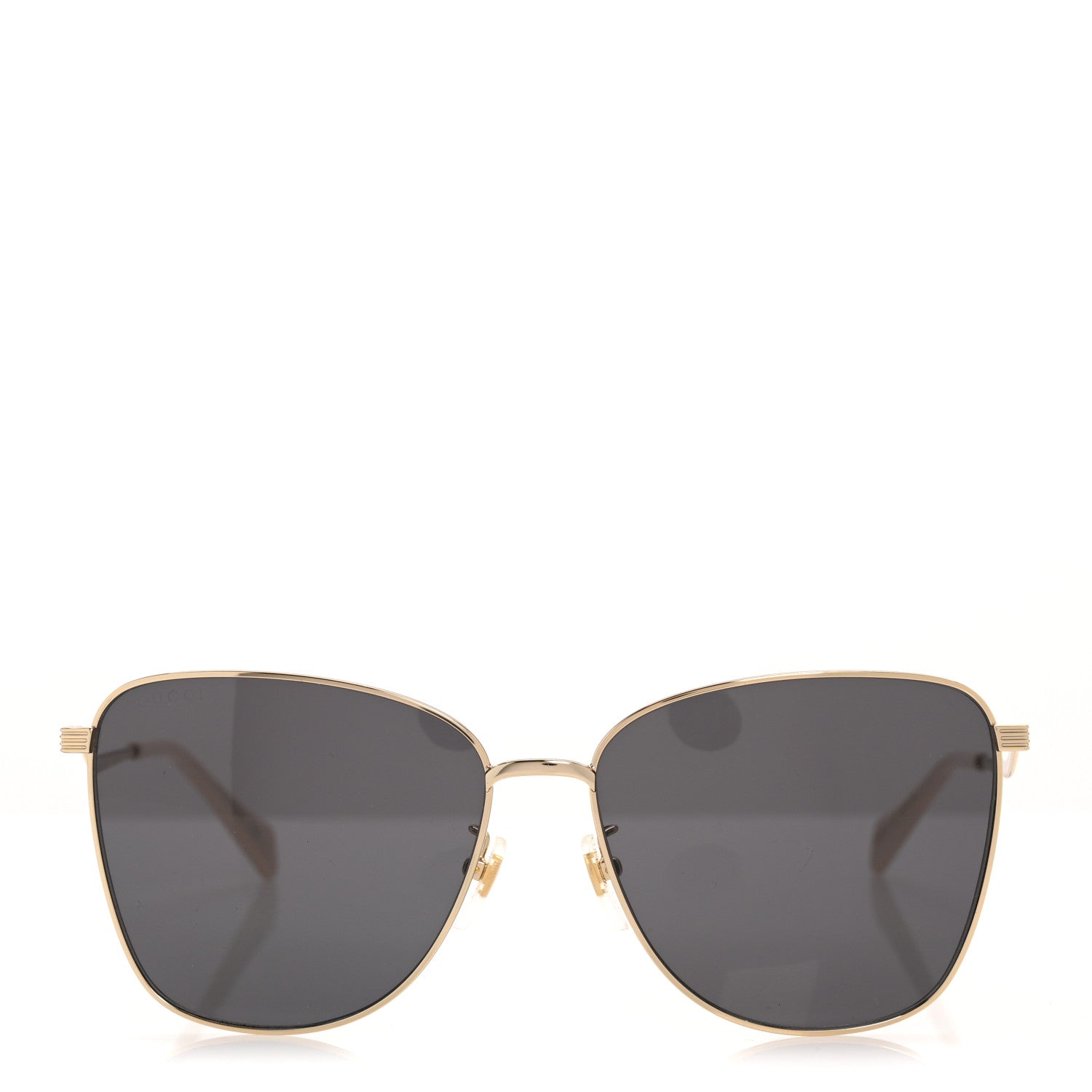 Gucci Metal Square Frame Sunglasses GG0970S Gold Grey 2 of 8