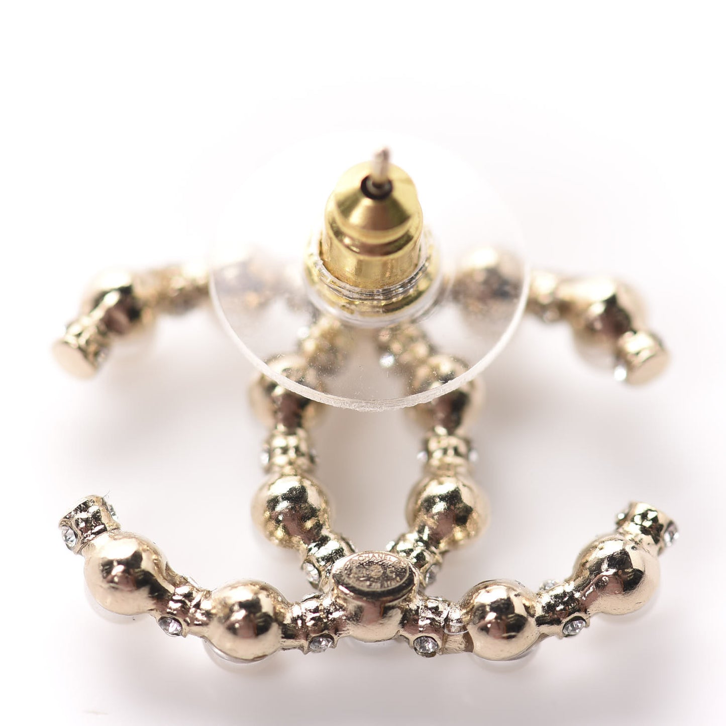 Pearl Crystal Nefertiti CC Earrings Gold