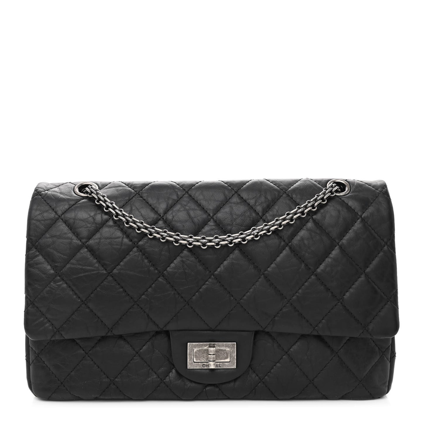 Aged Calfskin Quilted 2.55 Reissue 227 Flap Black