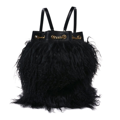 Saint Laurent Shearling Lambskin Joe Backpack Black 1 of 9
